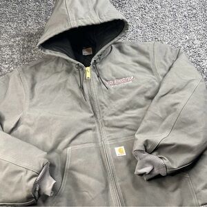 Carhartt Duck Canvas Hooded Jacket Men's Size XL Reg Gray J140-GVL USA MADE